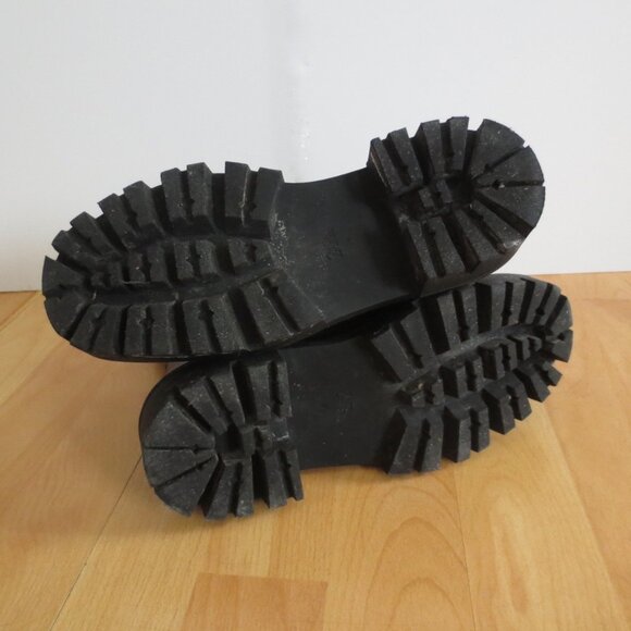 Zara Brown Leather Lug Sole Ankle Boots 37 6.5 - Picture 2 of 4